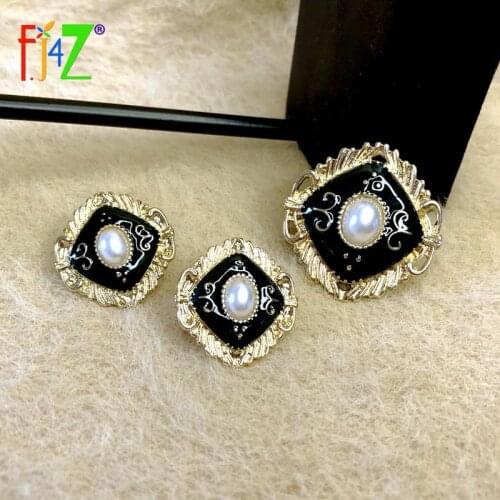 F.J4Z New Luxury Brooches Earrings Fashion Elegant Simulated Pearl Enamel Women Pins Costume Jewelry Accessories dress sets