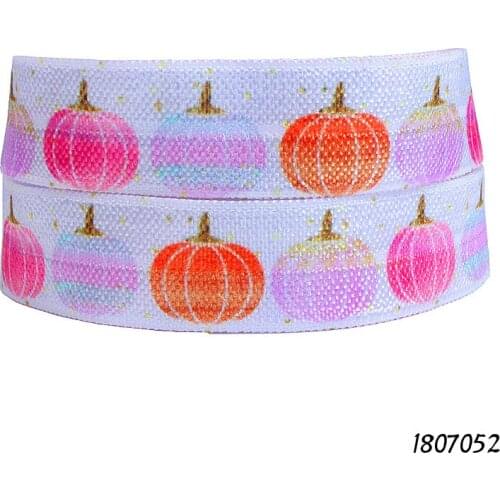 FLRA FOE(50 yards/lot) Halloween celebrate colorful pumpkin printed fold over elastic