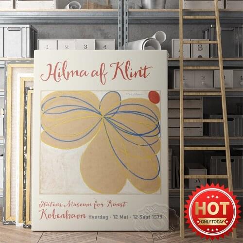 Hilma Af Klint Canvas Oil Wall Stickers, Hilma The Seven-Pointed Star Number 1 Wall Decor, Klint Vintage Abstract Art Prints