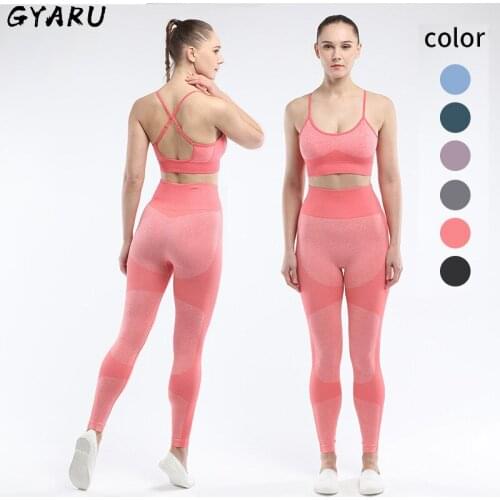 GYARU Women Fitness Yoga Sets Newest Seamless Sports Suits High Waist GYM Fitness Pants Sportswear Workout Bra+Leggings