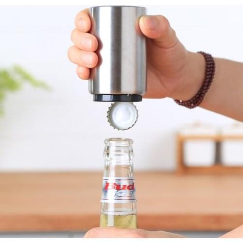 Magnetic Automatic Beer Bottle Cap Opener Stainless Steel Press Type Beer Wine Openers Kitchen Gadgets Tools LX7510