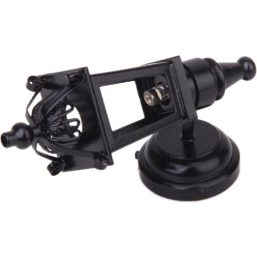 1/12 Scale Dollhouse Miniature Vintage Black Metal LED Wall Lamp Model with Button Battery DIY Doll House Decor Accessories