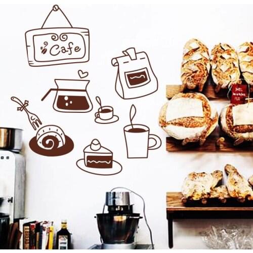 Art design Coffee snack pattern wall sticker or collage for coffee shop glass kitchen wall and fridge size medium PVC material
