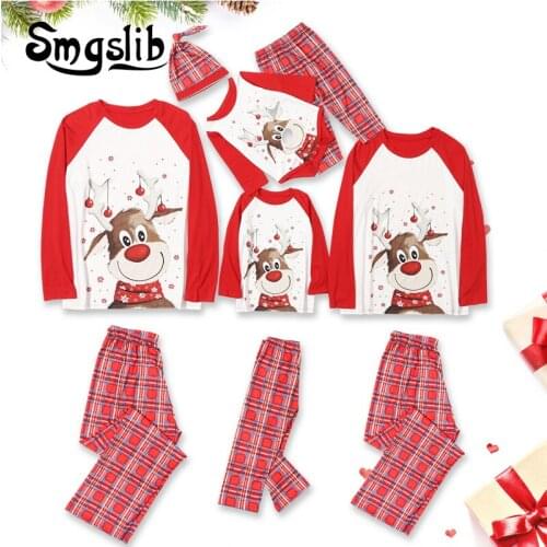 2020 Family Christmas Pajamas Matching Moose Clothes Set New Year Mom and Daughter Father Mother Son Outfit Kid Baby Nightwear