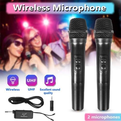 2 PCS Professional Wireless Microphone System with Receiver UHF Handheld Microphone Speaker Karaoke Meeting Party Mic