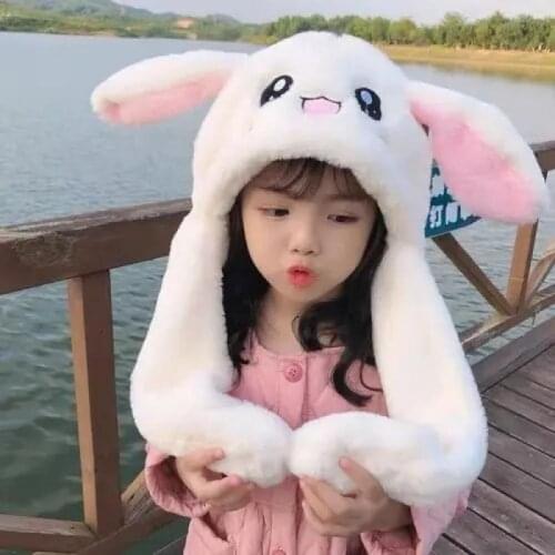 Christmas Plush Rabbit Ear Hat Cute Kids Glowing Jumping Up Rabbit Hat Cute Ears Cartoon Toy Kawaii Funny Rabbit Hat Winter Gift