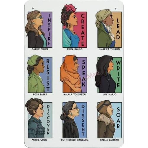 She Series Inspire Create Lead Resist Speak Write Retro Metal Tin Sign Plaque Poster Wall Decor Art Shabby Chic Gift Suitable