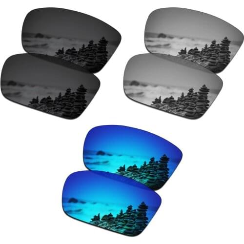 SmartVLT 3 Pairs Polarized Sunglasses Replacement Lenses for Oakley Conductor 6 Stealth Black and Silver Titanium and Ice Blue