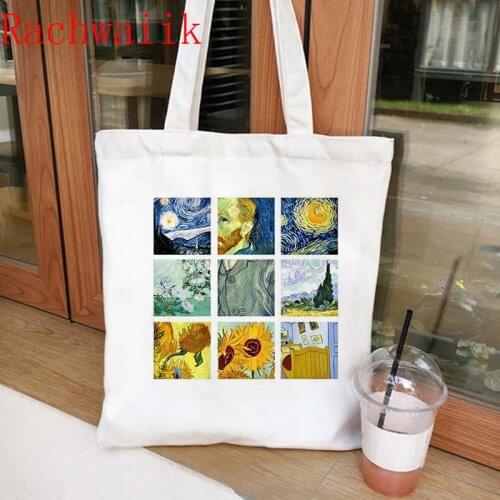 Van Gogh Tote Bag Canvas Bag Shopping Bag Tote Harajuku Shopper Bag Women Shoulder Bag Female Vintage Bag Eco Large-capacity