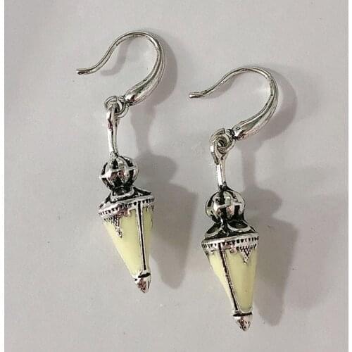 Unique Creative Tribal Brass Cone Pendant Dangle Earrings Gypsy Jewelry Silver Color Carved Flower Lantern Hook Earring Mujer