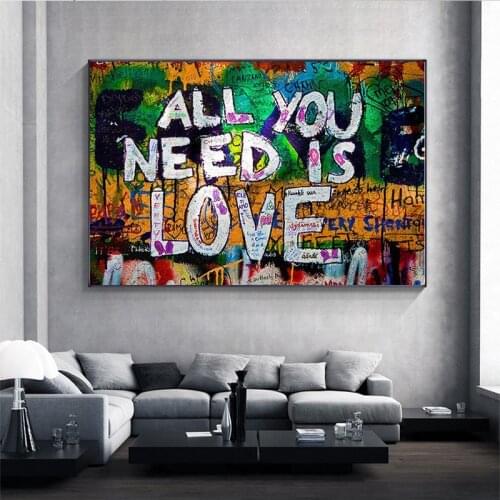 All You Need Is LoveArt Dream Posters and Printed Canvas Abstract Graffiti Art Mural Art Picture Living Room Home Decoration