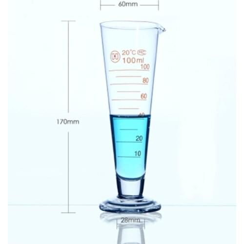 High quality Laboratory 100ml Measuring cylinder with Scale Taper Glass Measuring Cup Lab Supplies