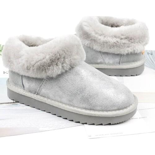 2020 brand new genuine leather ladies 100% wool snow boots classic mini ankle boots winter shoes plus size free shipping