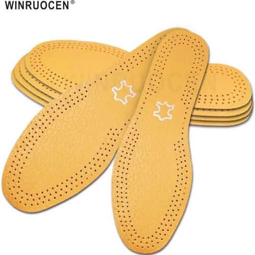 1 Pair Deodorant Insoles Light Weight Shoes Pad Absorb-Sweat Breathable Leather Cowskin thin Sports Insoles Men Women Pads