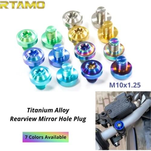 Motorcycle Mirror Hole Plugs Righ Left Hand Screws M10X10mm Titanium Disc Bolts Rearview Side Mirror Hole Plug Screws