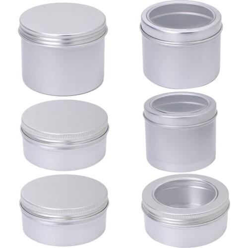 1PC Aluminium Empty Cosmetic Pot Jar Tin Container Silver Box Screw Lid Craft For Lip Balms Lip Gloss Mini Candles Cosmetics