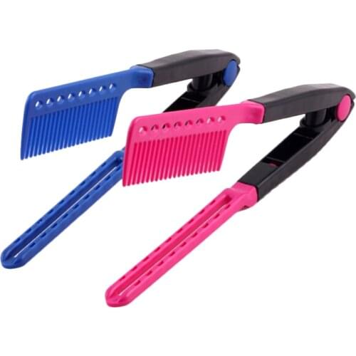 1 Pc Women Design Hair Straightener Comb Folding Hair Sort Out Pink / Blue Modeling Salon Hairdresser Combs Styling Tool