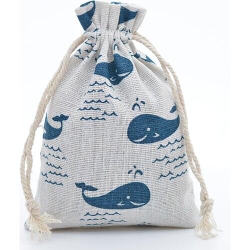 20pcs/lot 10x14cm, 13x18cm Cartoon Animals Printed Storage Bags Organizer Drawstring Bag Cotton Linen Jewelry Cosmetic Pouch