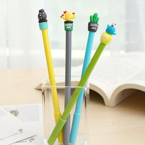 24Pcs Elegant Kawaii Cute Cactus Gel Pens Drawing Funny Back to School Stuff Thing Writing Rollerball Ballpoint Stationery Line