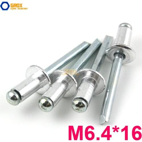 30 Pieces M6.4*16 Aluminum Blind Rivet Pop Rivet Dome Head Open End