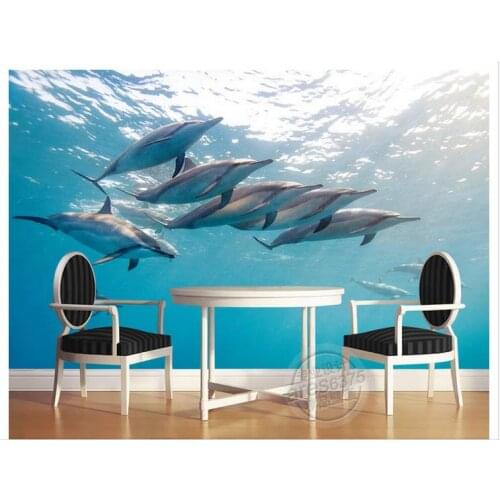 3D wallpaper custom mural beauty 3 d underwater world dolphin TV setting wall murals non-woven wallpaper room decoration