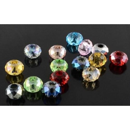 4mm 6mm 8mm pick size multicolor Mixed white black Rondelle Faceted Glass Beads Bracelet n43663 for Jewelry crystal