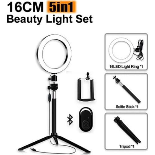 6inch Photography LED Selfie Ring Light Dimmable Live Fill Light Ring Kit With Stand Tripods For Makeup Video Live Studio