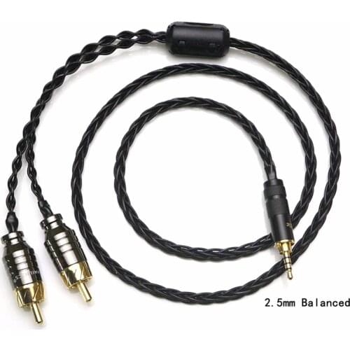 Audiocrast 2.5/3.5/4.4mm Balanced Male to 2 RCA Male Splitter Audio Cable 24AWG OCC Silver plated Cable for headphone Player