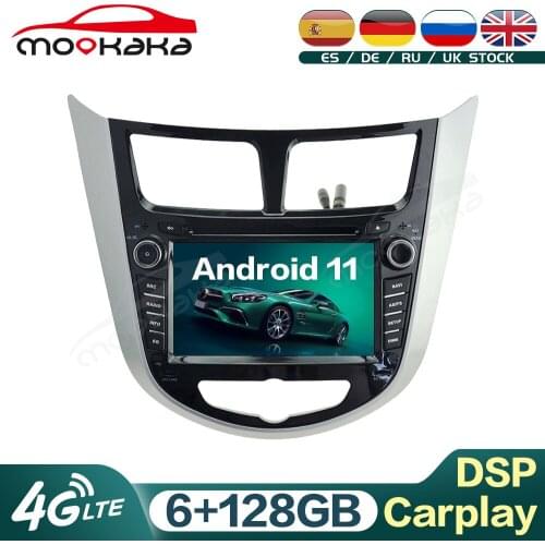 For Hyundai Solaris Accent Verna 2011- 2016 Android 11 6G+128GB Car Audio Multimedia Radio DVD Player GPS Navigation Carplay DSP