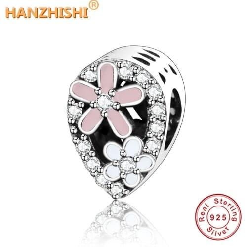 Fits Original Pandora Charms Bracelet Necklace DIY Jewelry Making 925 Sterling Silver Mix Enamel Flower Heart Charms Beads 2018