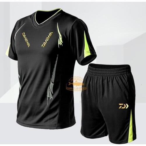 Daiwa The New Fishing Clothing Set Outdoors Quick Drying DAWA Short Sleeve Fishing Shirt and Shorts Men Breathable Fishing Suit