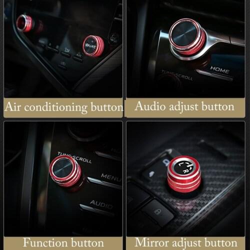 5pcs/set Car Center Console Knob Decoration Air Condition Audio Knob Cover Car Accessories for Toyota Camry 2018