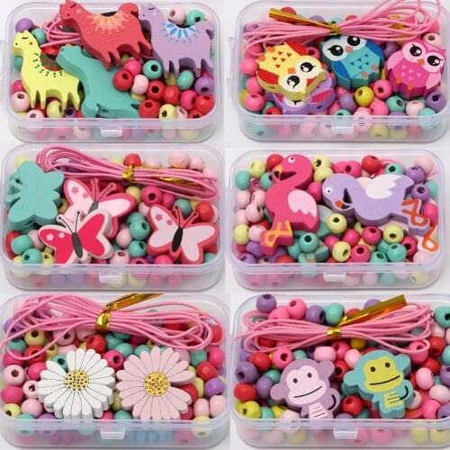 Box 6mm Wood Beads Children Creative DIY Handmade Necklace Bracelet Jewelry Making Educational Toy Seed Loose Beads Accessories