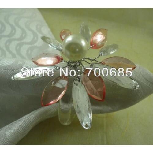 Cheap bulk napkin ring acrylic flower, wholesale pearl napkin holder qn13071803