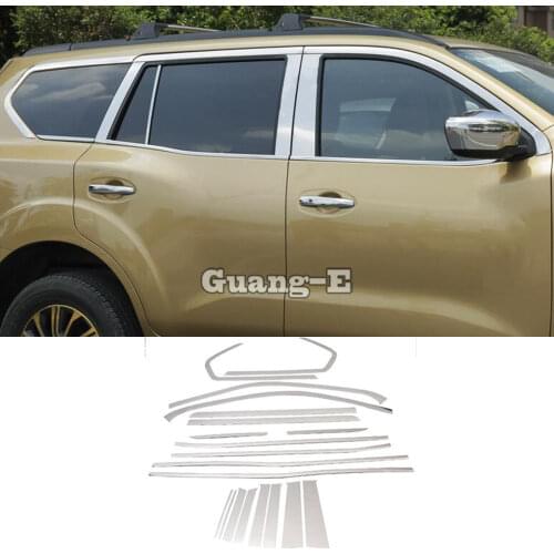 For Nissan Terra 2018 2019 2020 2021 Car Body Stick Stainless Steel Glass Window Garnish Pillar Middle Strip Trim Frame Lamp