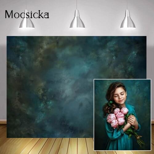 Blue Abstract Texture Portrait Backdrop Studio Vintage Old Master Wedding Background Newborn Birthday Cake Smash Photo Shoot