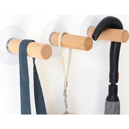 Creative Wooden Straight Rod Hook Clothes Hanger Wall Mounted Coat Hook For Key Holder Hat Scarf Handbag Bathroom Rack