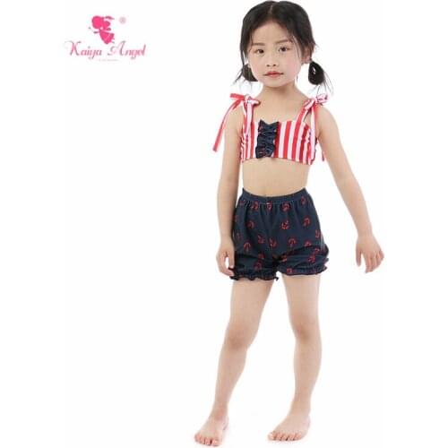 Kaiya Angel Baby Girl Swimwear Summer Shorts Belt Red White Stripes Toddlers Bow Ruched Hot Sale 5pcs/lot Kid Factory Wholesale