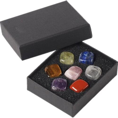 7pcs/Set Square Chakra Reiki Natural Crystal Gemstone Polishing Rock Quartz Yoga Energy Healing Minerals Crystal Home Decor Gift