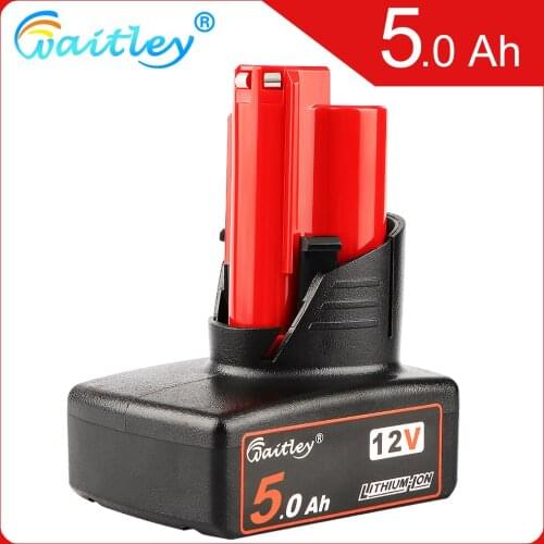Waitley 12V 5.0Ah Li-ion Battery for Milwaukee 12-Volt XC M12 48-11-2410 Lithium-ion Battery 48-11-2420 48-11-2411 48-11-2402