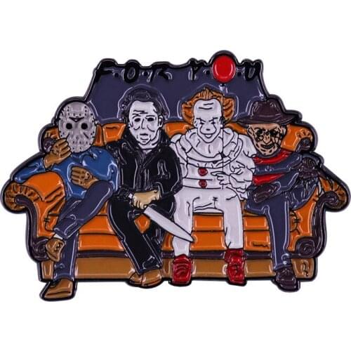 LT154 Horror Movie Figures Enamel Pins Badge Brooch Backpack Bag Collar Lapel Decoration Jewelry Gifts for Friends