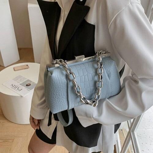 Crocodile pattern chain small square bag 2021 new clip shoulder bag texture messenger bag for women shopping casual female bag
