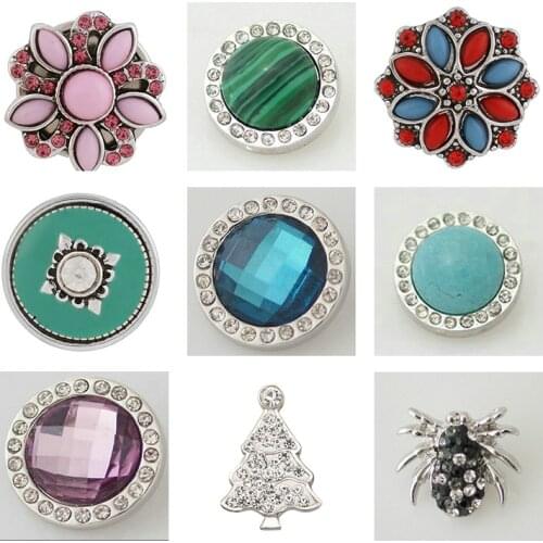 Flower Rhinestone 20mm Metal snap button jewelry DIY bracelet KD1000