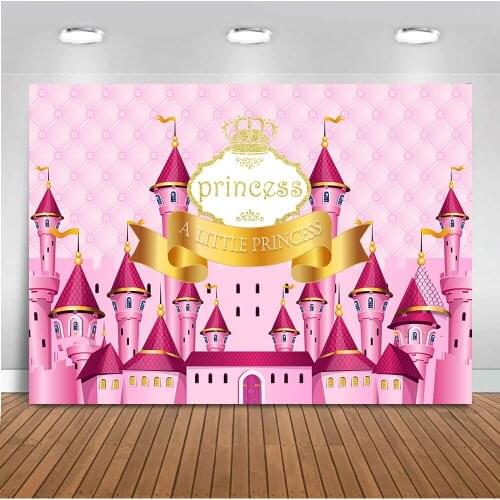 MOCSICKAPink Castle Photography Backdrops Little Princess Photo Backgrounds Booth Studio Crown Newborn Baby Shower Backdrop 762