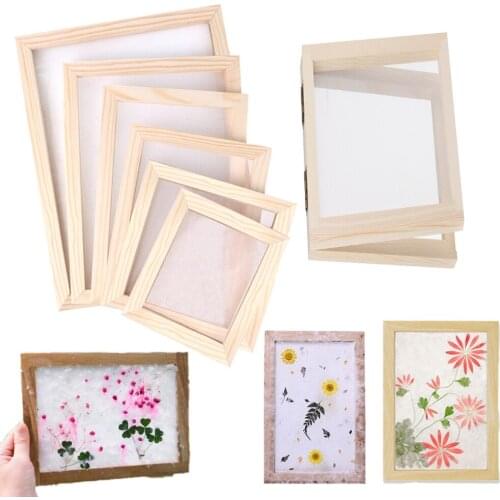 Paper Making Screen Kit, Includes Wooden Paper Making Mold Frame, Dried Flowers, Sponge for DIY Paper Craft