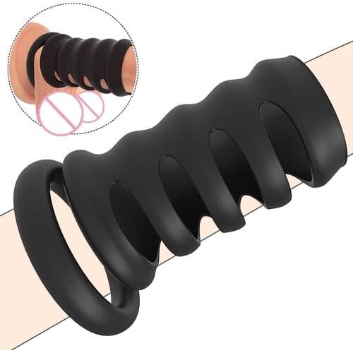 Penis Sleeve Penis Ring Time Lasting Sex Toys for Men Erection Cock Ring Couple Lover Delay Ejaculation Adult Products Silicone