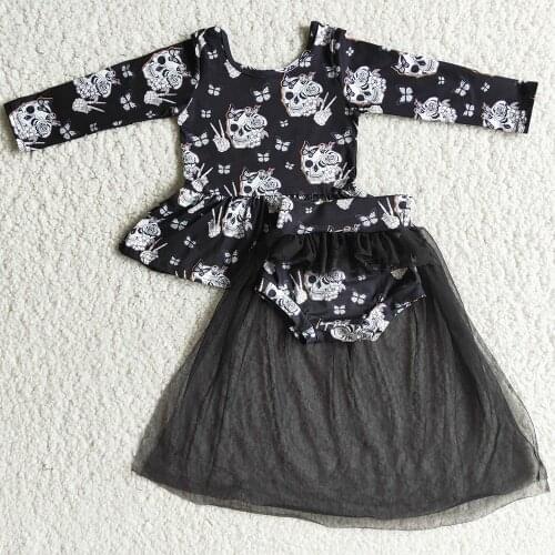 New Design Toddler Baby Girls Designer Clothes Boutique Bummies Sets Halloween Kids Baby Girls Bummies with Yarn Fall Girls Sets