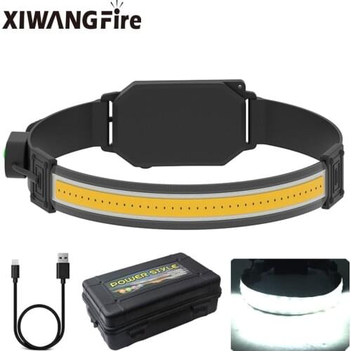 New COB Light Soft Light Night Running Small Headlamp USB Charging Flood Light camping Headlight fishing light Double switch