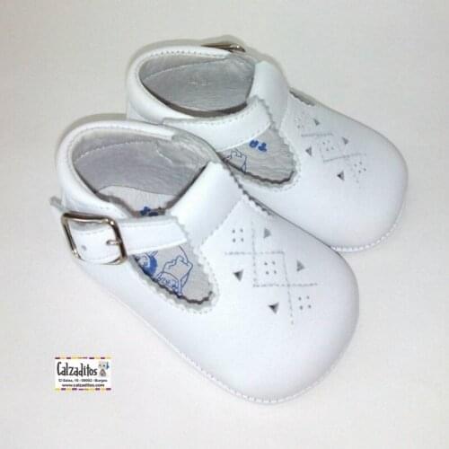 Shoes type pepito unisex baby Nappa White of Tras-Tros