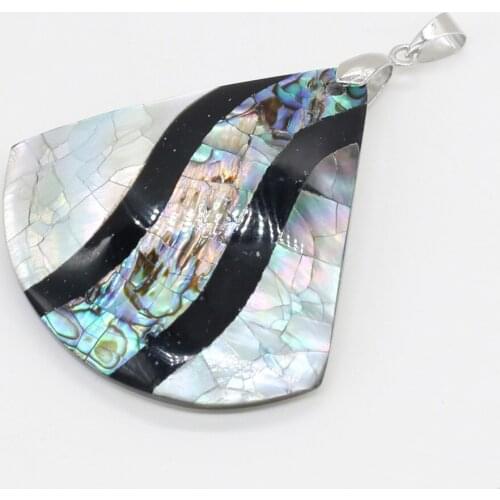 Natural Shell Pendant Crack Splicing Stripe Abalone Shell Charms for Jewelry Making DIY Necklace Women Men Gift 40X55mm